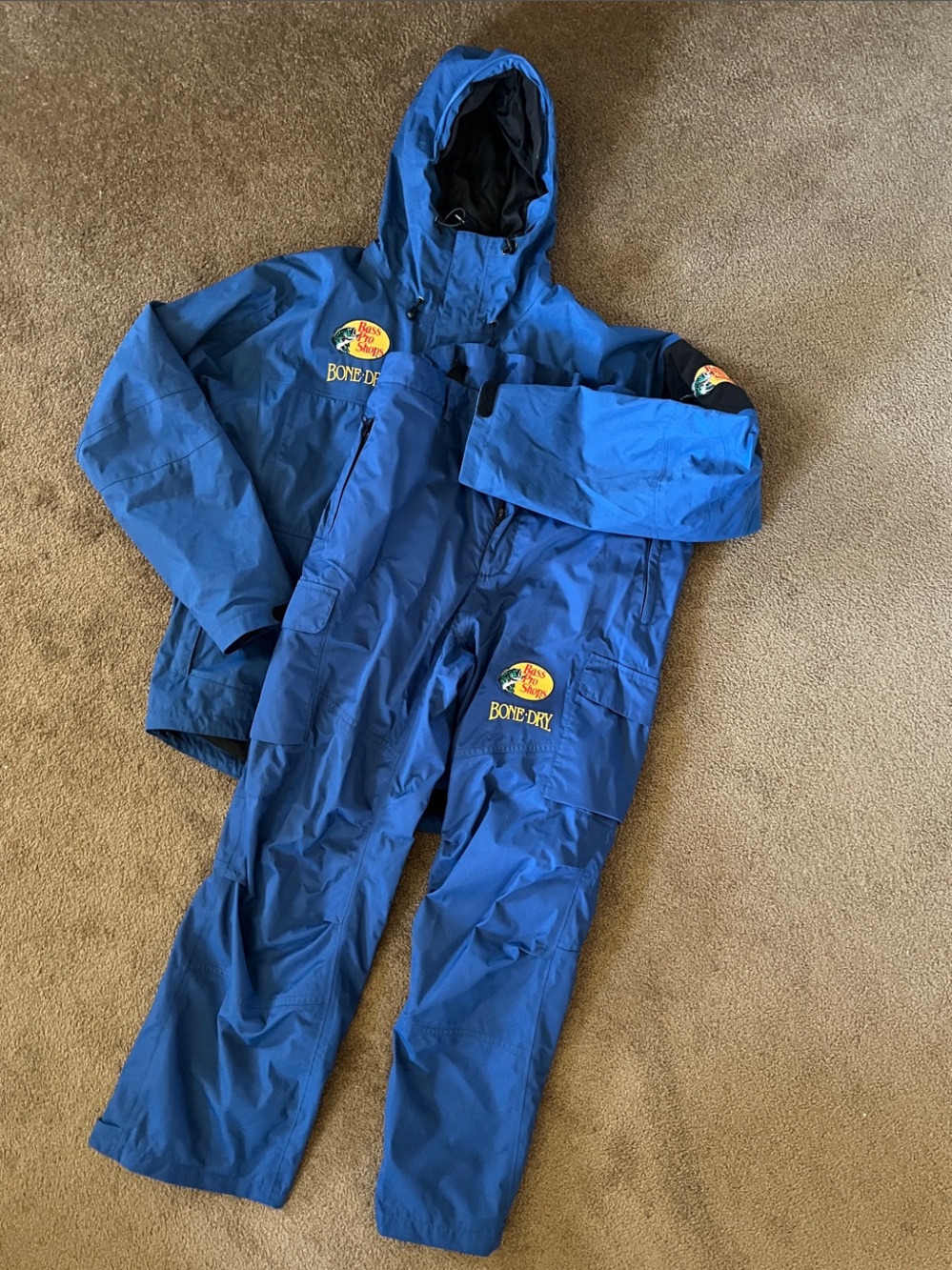 Bass Pro Bone-Dry Blue Adult Waterproof Suit Jacket and Pant Set